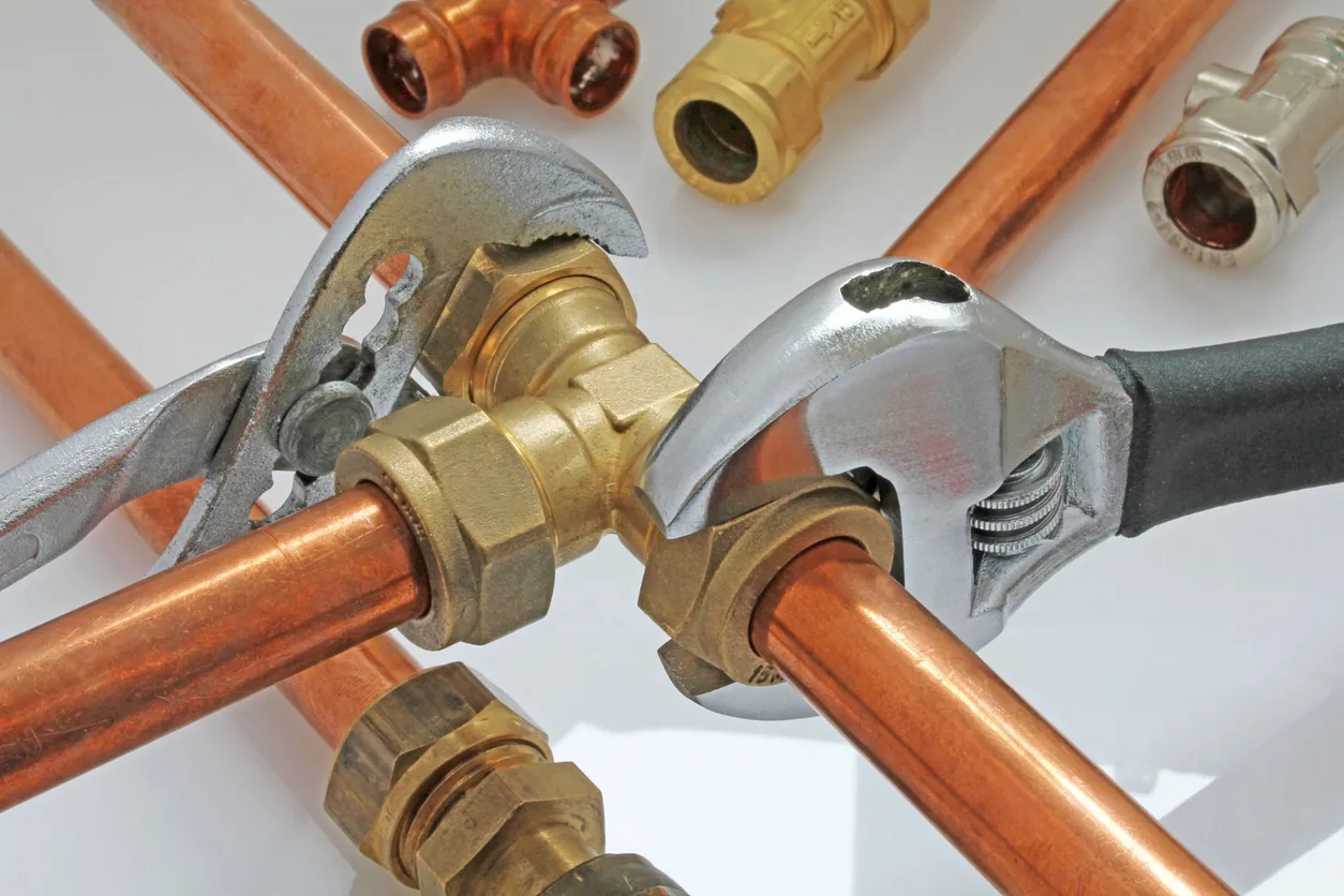 copper pipework with loose pipe